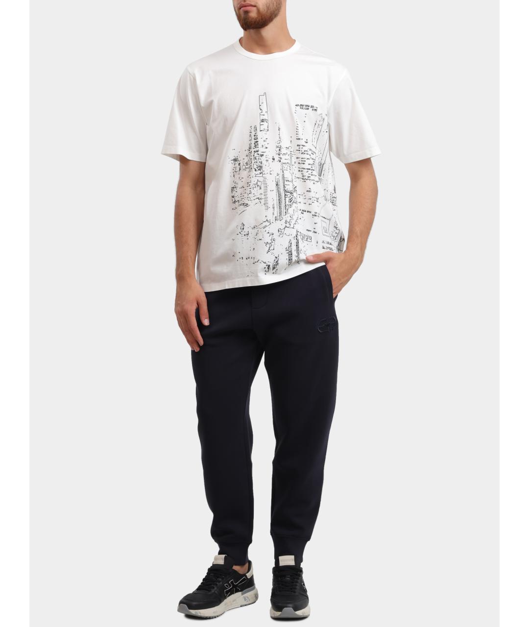 EMPORIO ARMANI Темно-синие хлопковые повседневные брюки, фото 2