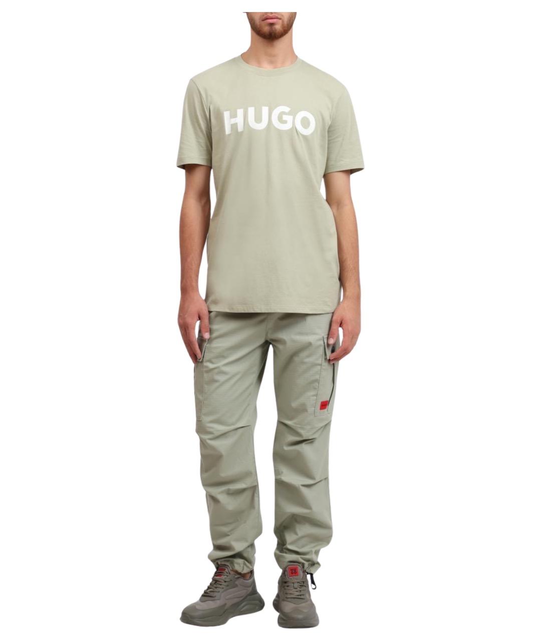 HUGO Зеленые хлопковые повседневные брюки, фото 1