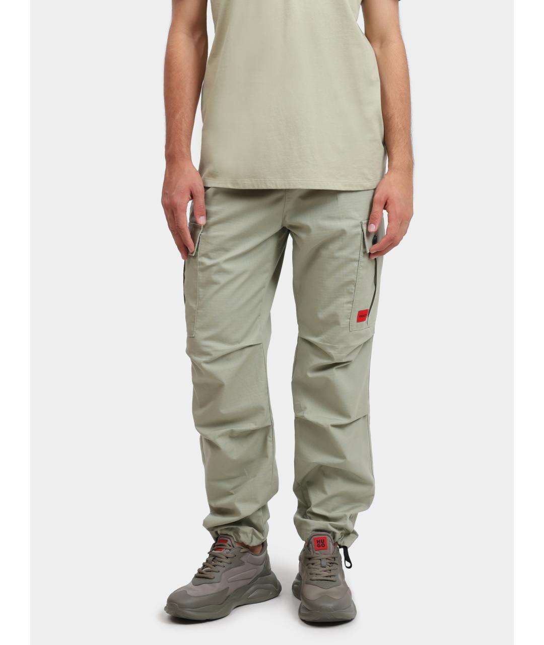 HUGO Зеленые хлопковые повседневные брюки, фото 2