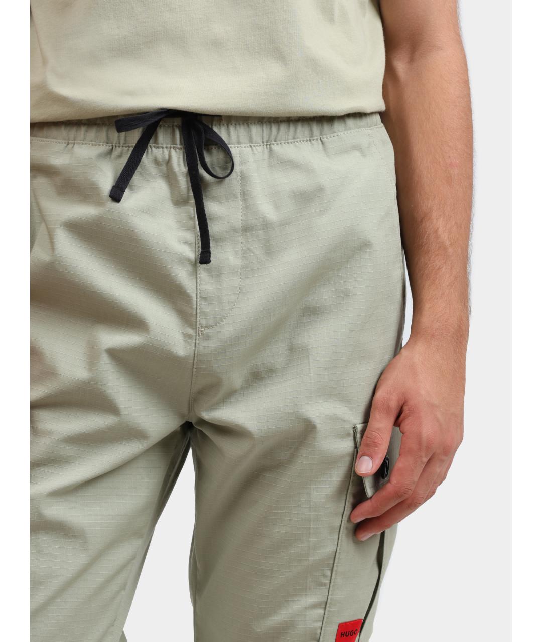 HUGO Зеленые хлопковые повседневные брюки, фото 4