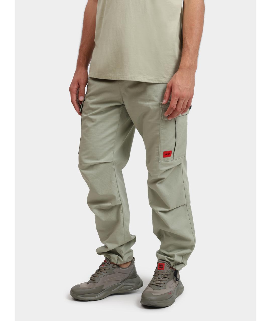 HUGO Зеленые хлопковые повседневные брюки, фото 3