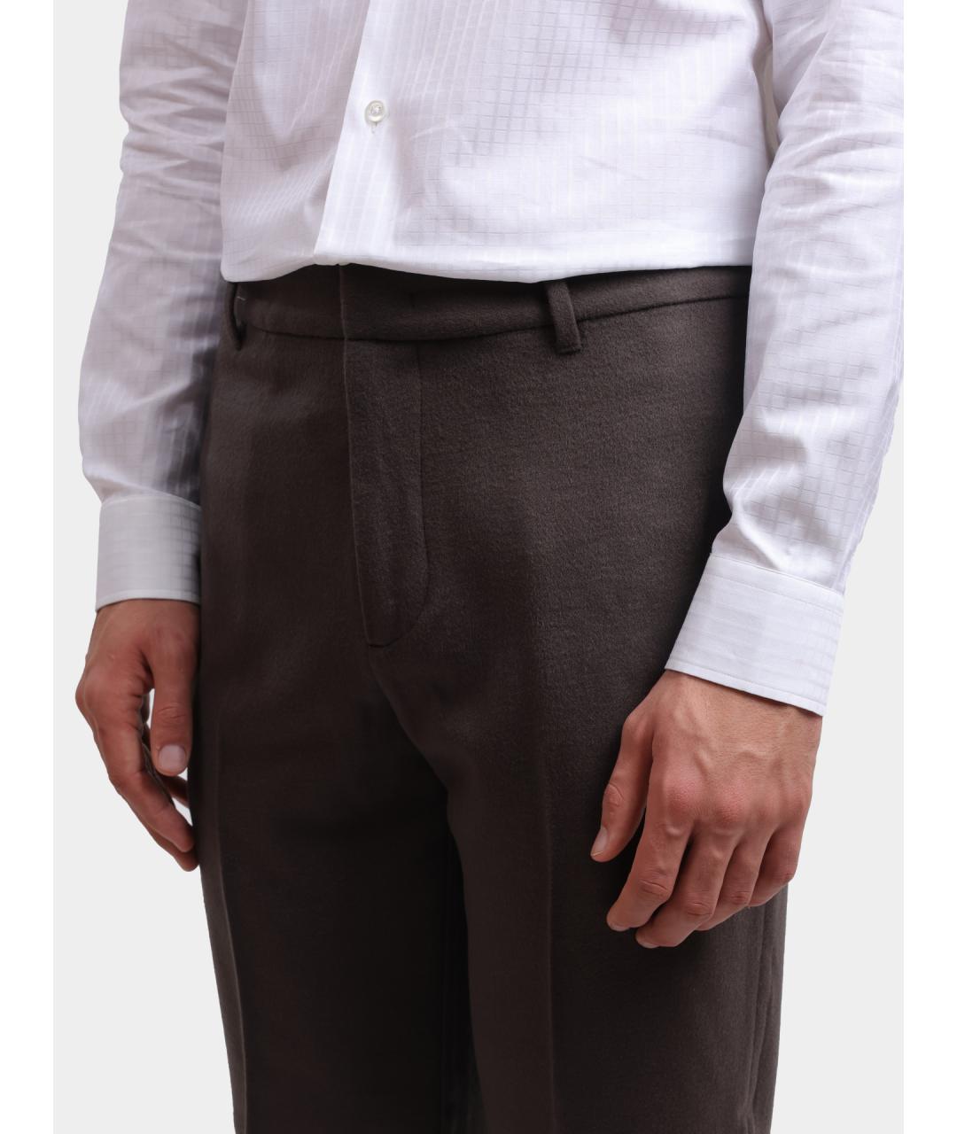EMPORIO ARMANI Коричневые шерстяные повседневные брюки, фото 4