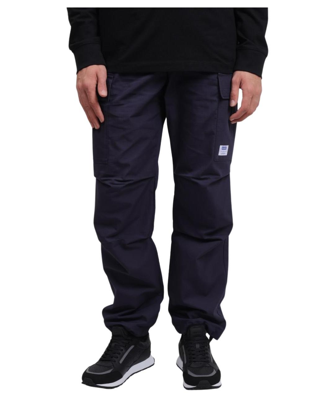 HUGO Синие хлопковые повседневные брюки, фото 1