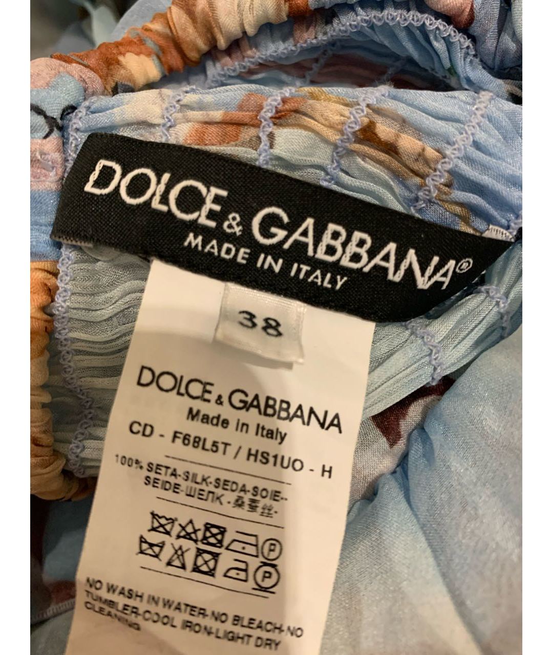 DOLCE&GABBANA Голубое шелковое коктейльное платье, фото 3