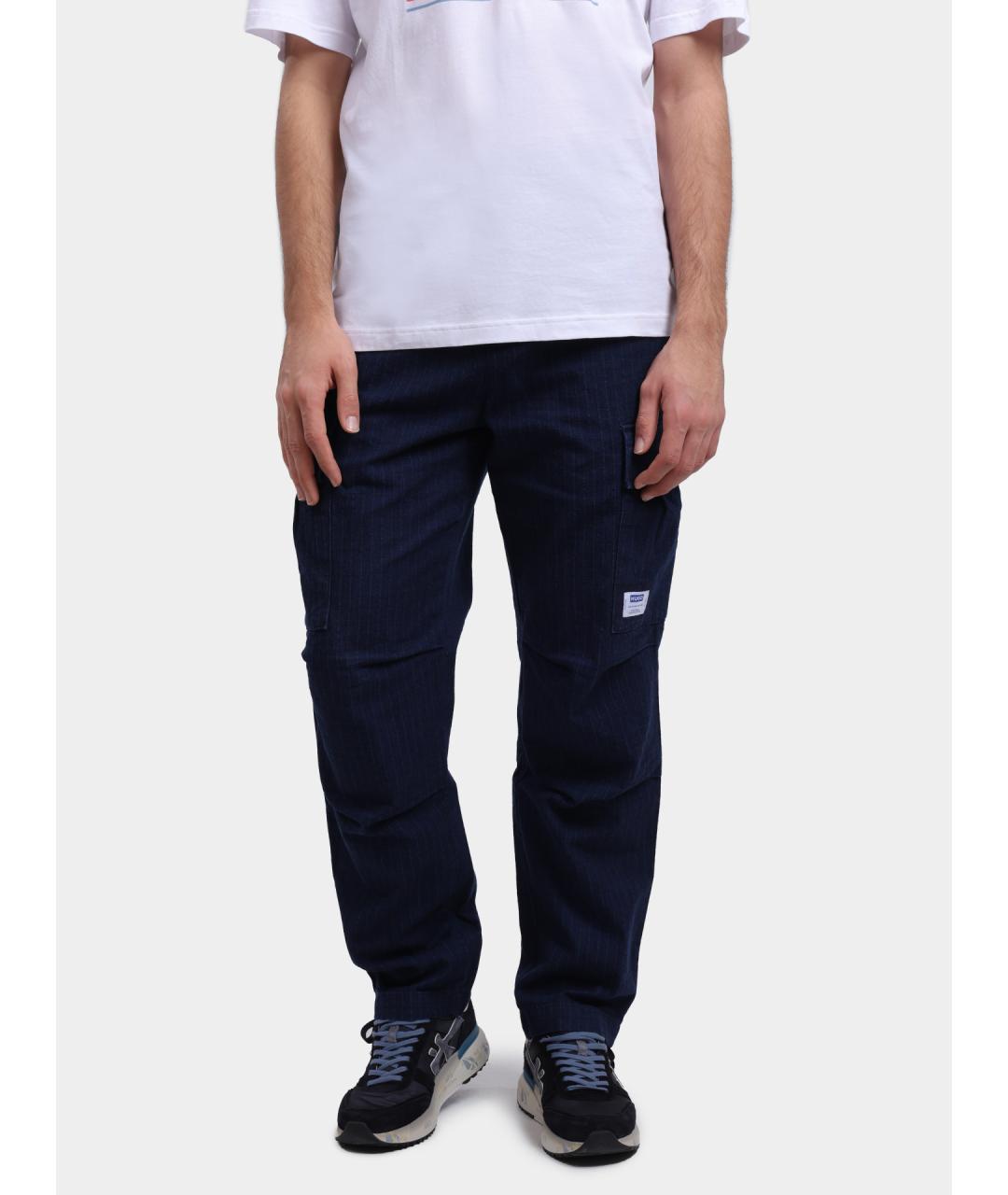 HUGO Темно-синие повседневные брюки, фото 6