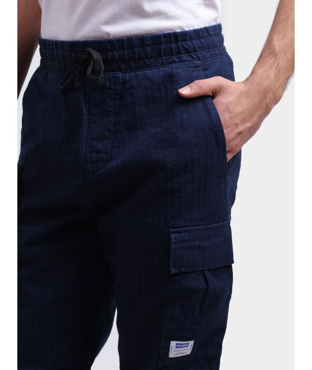 HUGO Темно-синие повседневные брюки, фото 4