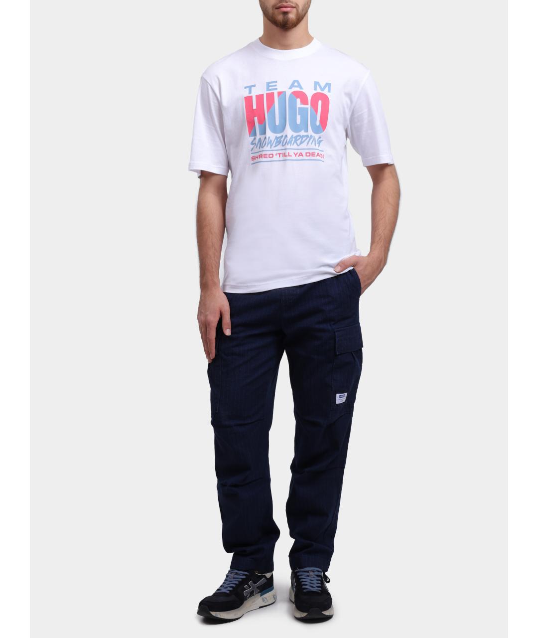 HUGO Темно-синие повседневные брюки, фото 2