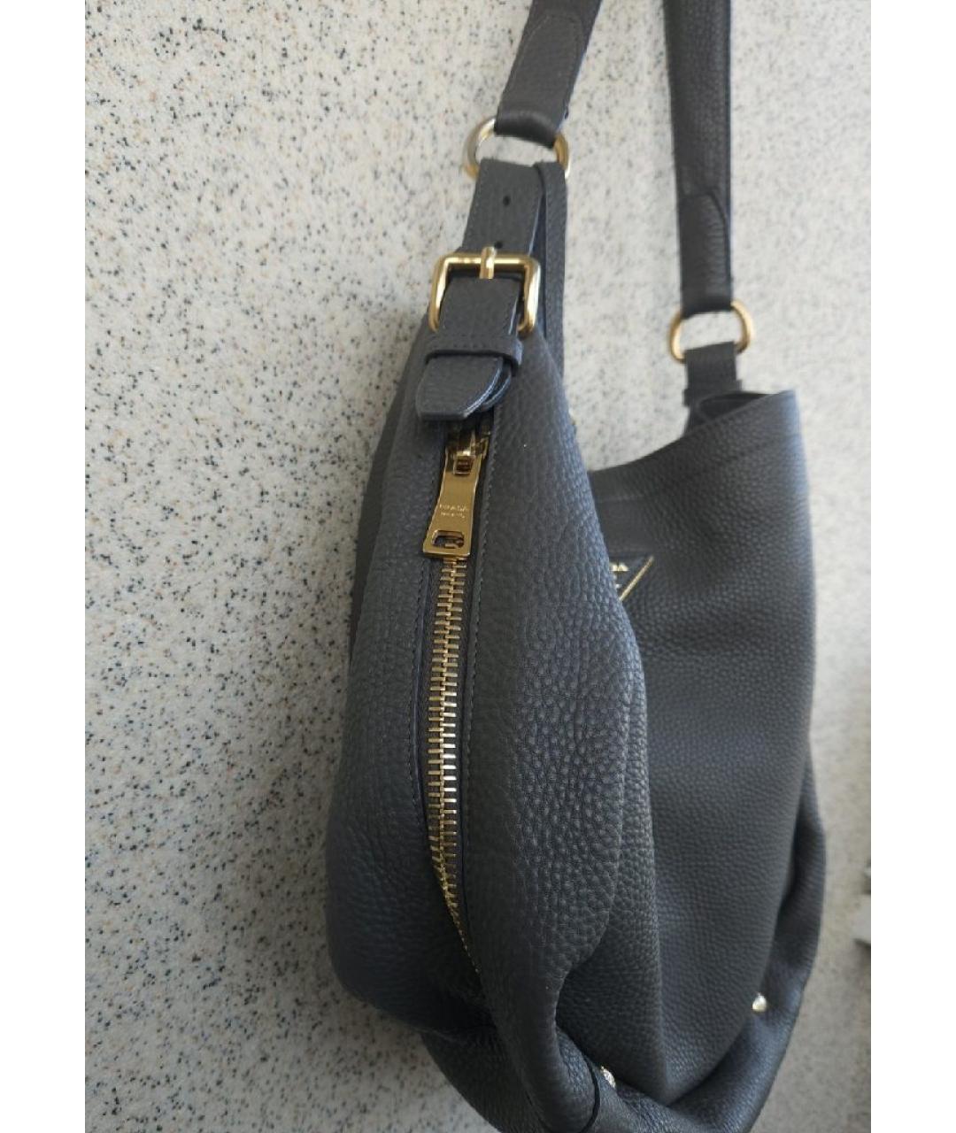 PRADA Серая кожаная сумка через плечо, фото 9