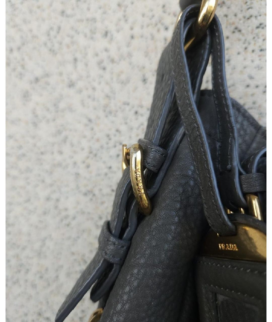 PRADA Серая кожаная сумка через плечо, фото 8