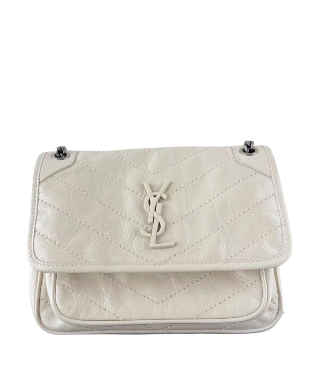 SAINT LAURENT Белая кожаная сумка через плечо, фото 1
