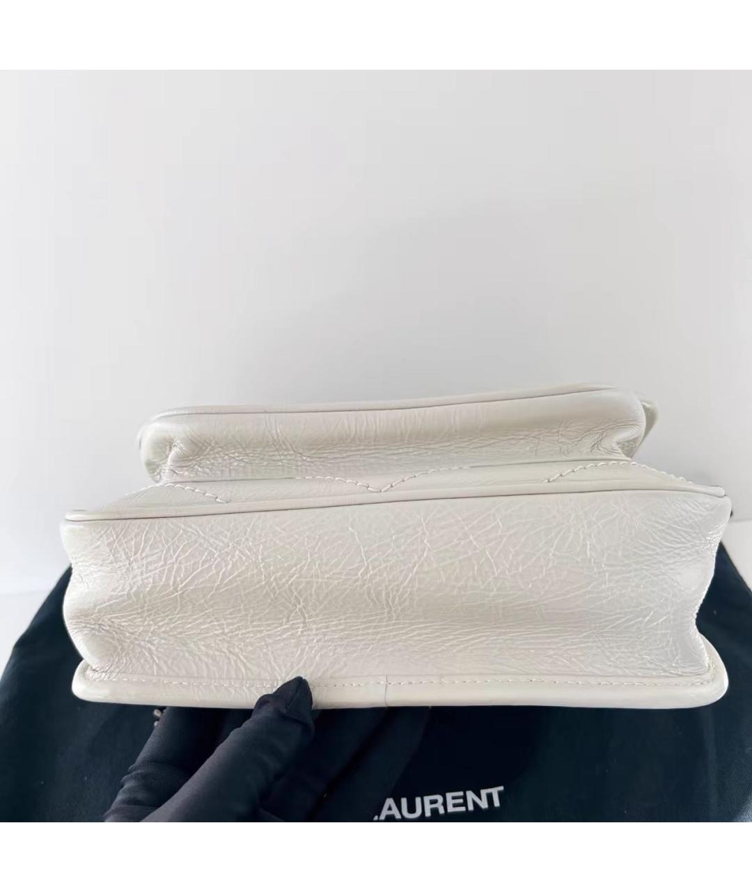 SAINT LAURENT Белая кожаная сумка через плечо, фото 5