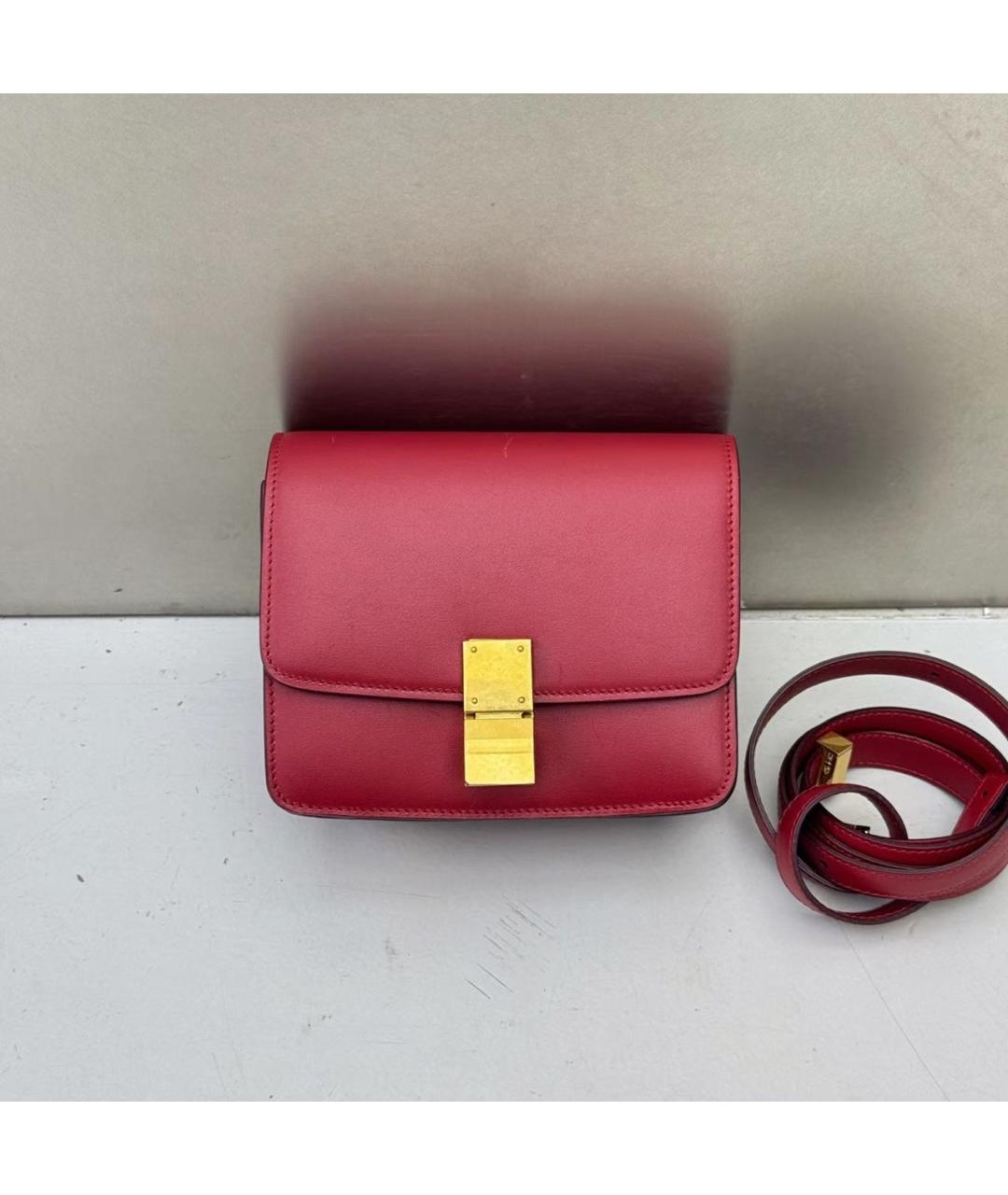 CELINE Красная кожаная сумка через плечо, фото 9