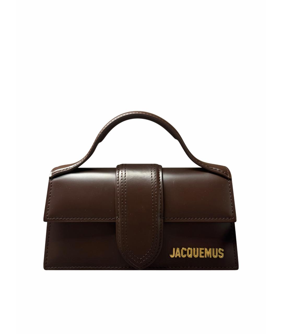 JACQUEMUS Коричневая кожаная сумка с короткими ручками, фото 1