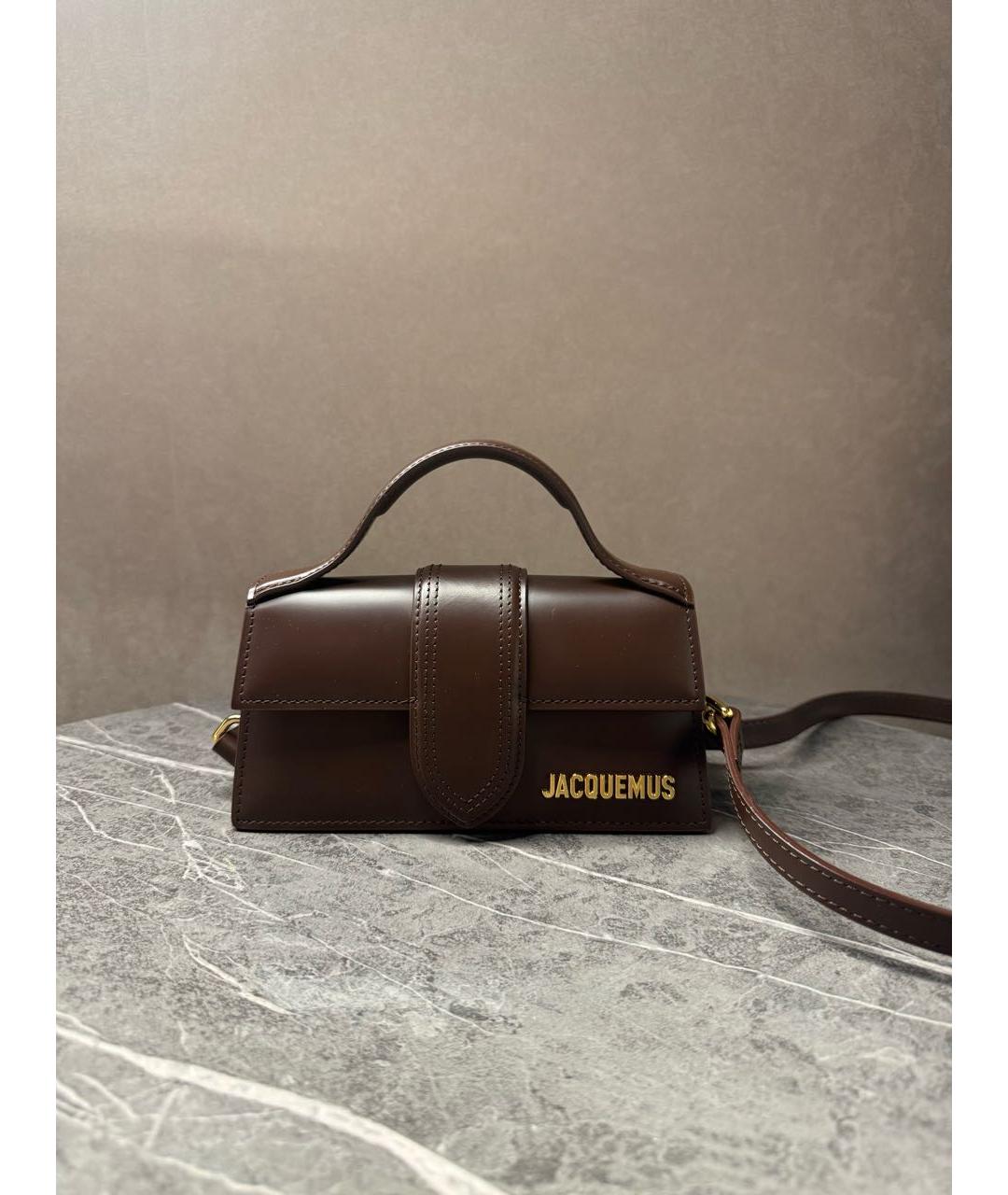 JACQUEMUS Коричневая кожаная сумка с короткими ручками, фото 8