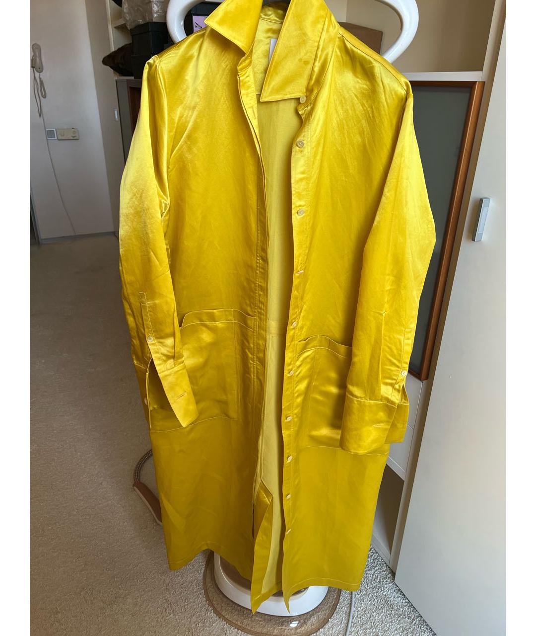 JIL SANDER Желтый атласный жакет/пиджак, фото 8