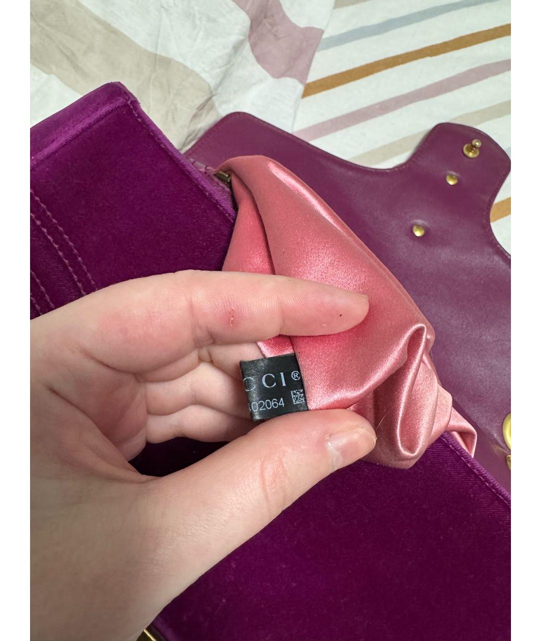 GUCCI Фуксия бархатная сумка через плечо, фото 6