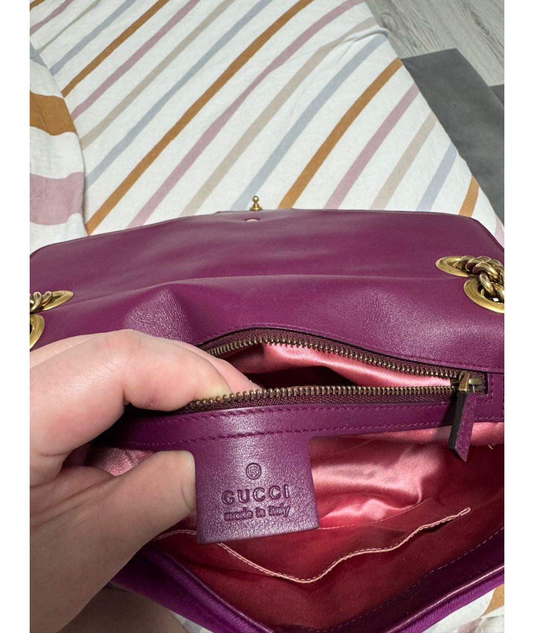 GUCCI Фуксия бархатная сумка через плечо, фото 5