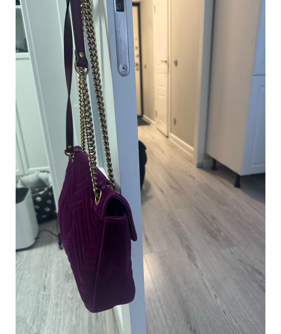 GUCCI Фуксия бархатная сумка через плечо, фото 2