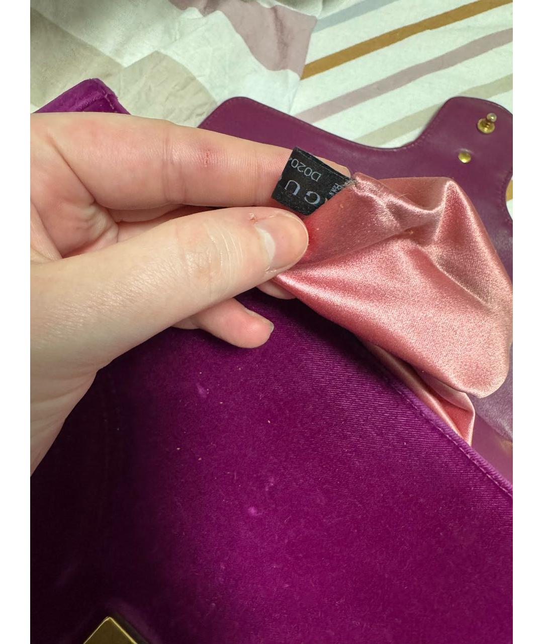 GUCCI Фуксия бархатная сумка через плечо, фото 7