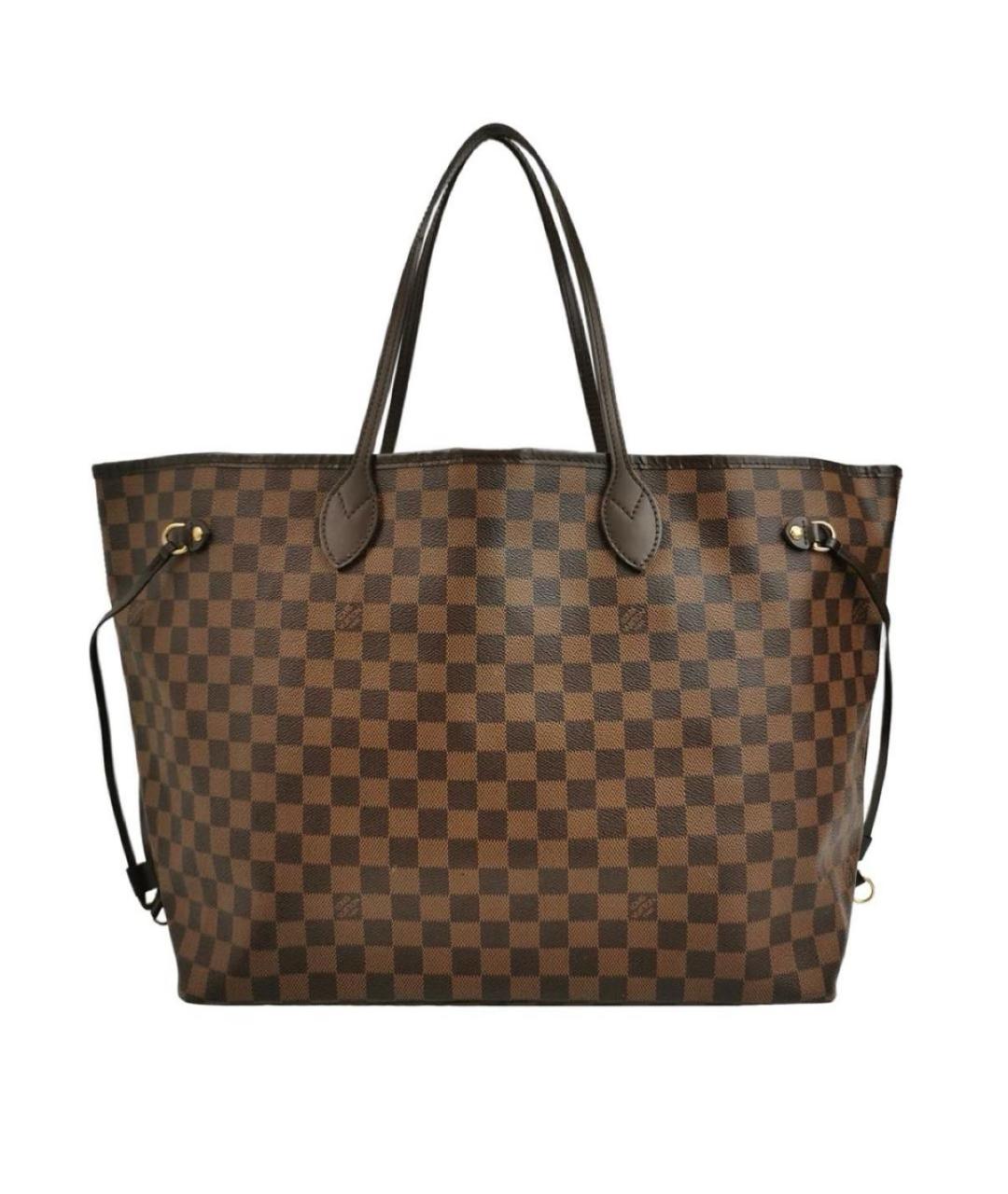 LOUIS VUITTON Коричневая кожаная сумка тоут, фото 9