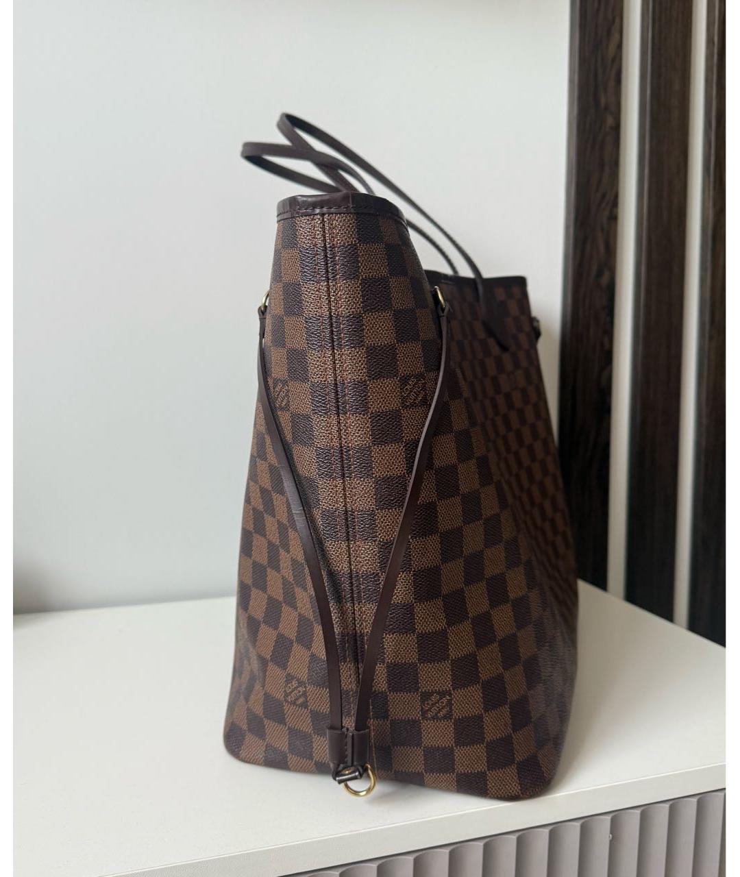 LOUIS VUITTON Коричневая кожаная сумка тоут, фото 4