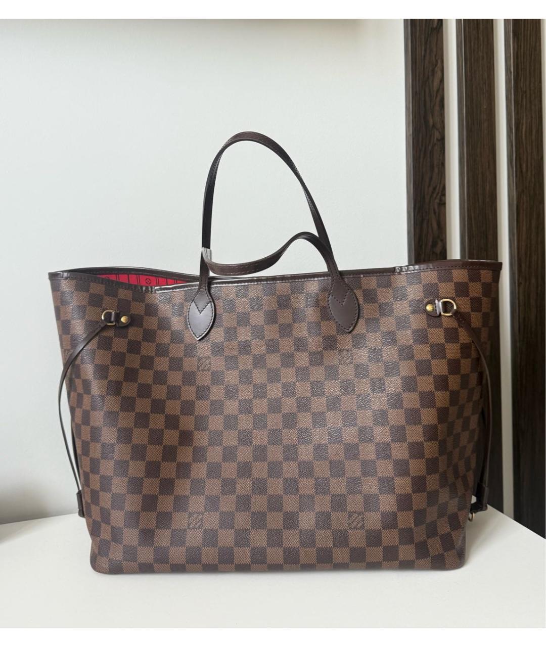 LOUIS VUITTON Коричневая кожаная сумка тоут, фото 3