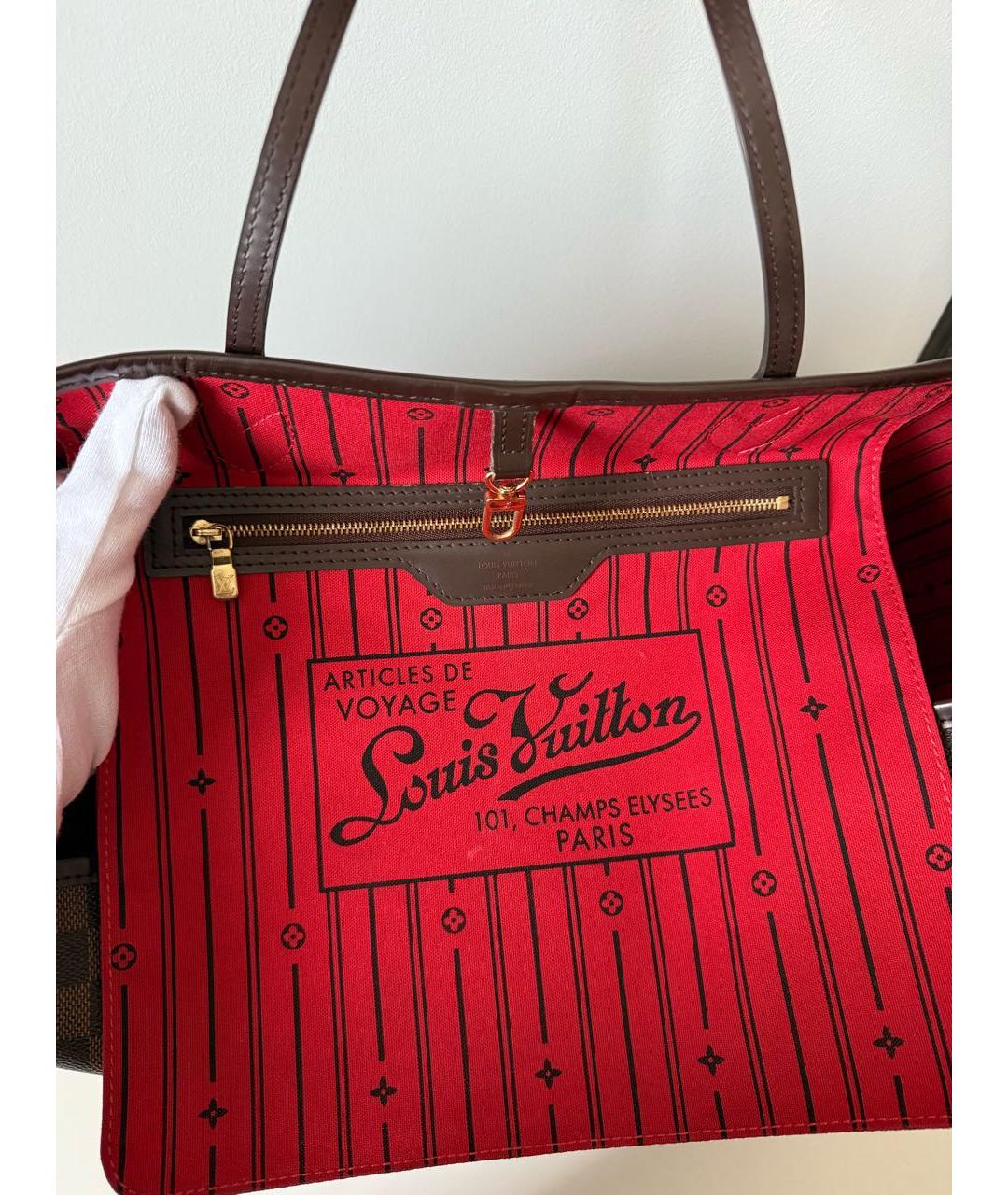 LOUIS VUITTON Коричневая кожаная сумка тоут, фото 7