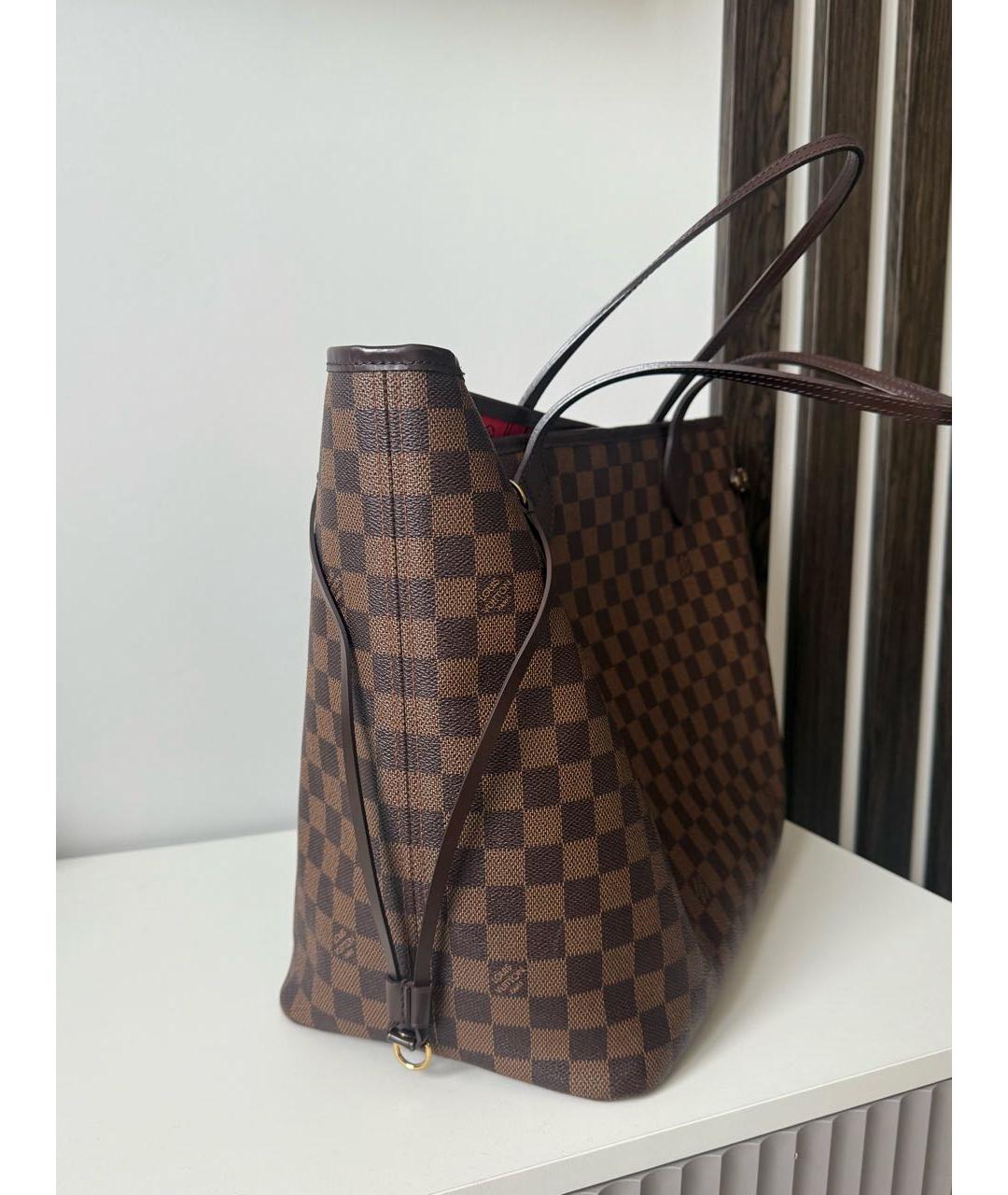 LOUIS VUITTON Коричневая кожаная сумка тоут, фото 5