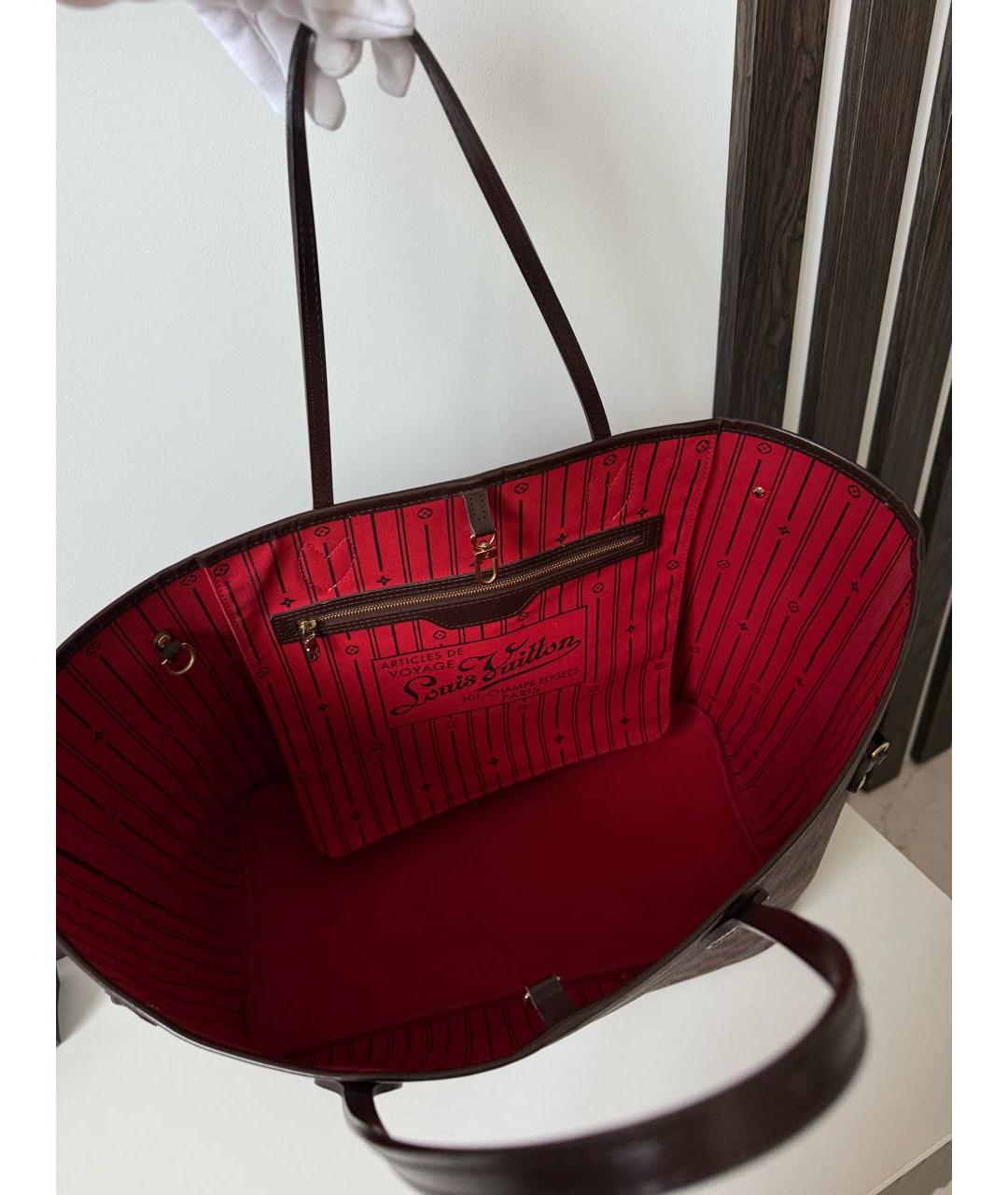 LOUIS VUITTON Коричневая кожаная сумка тоут, фото 6