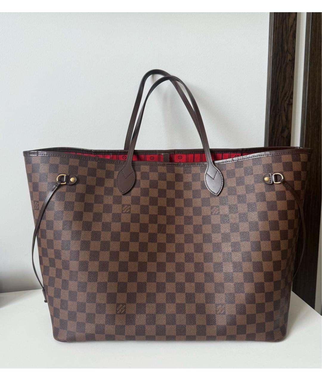 LOUIS VUITTON Коричневая кожаная сумка тоут, фото 2