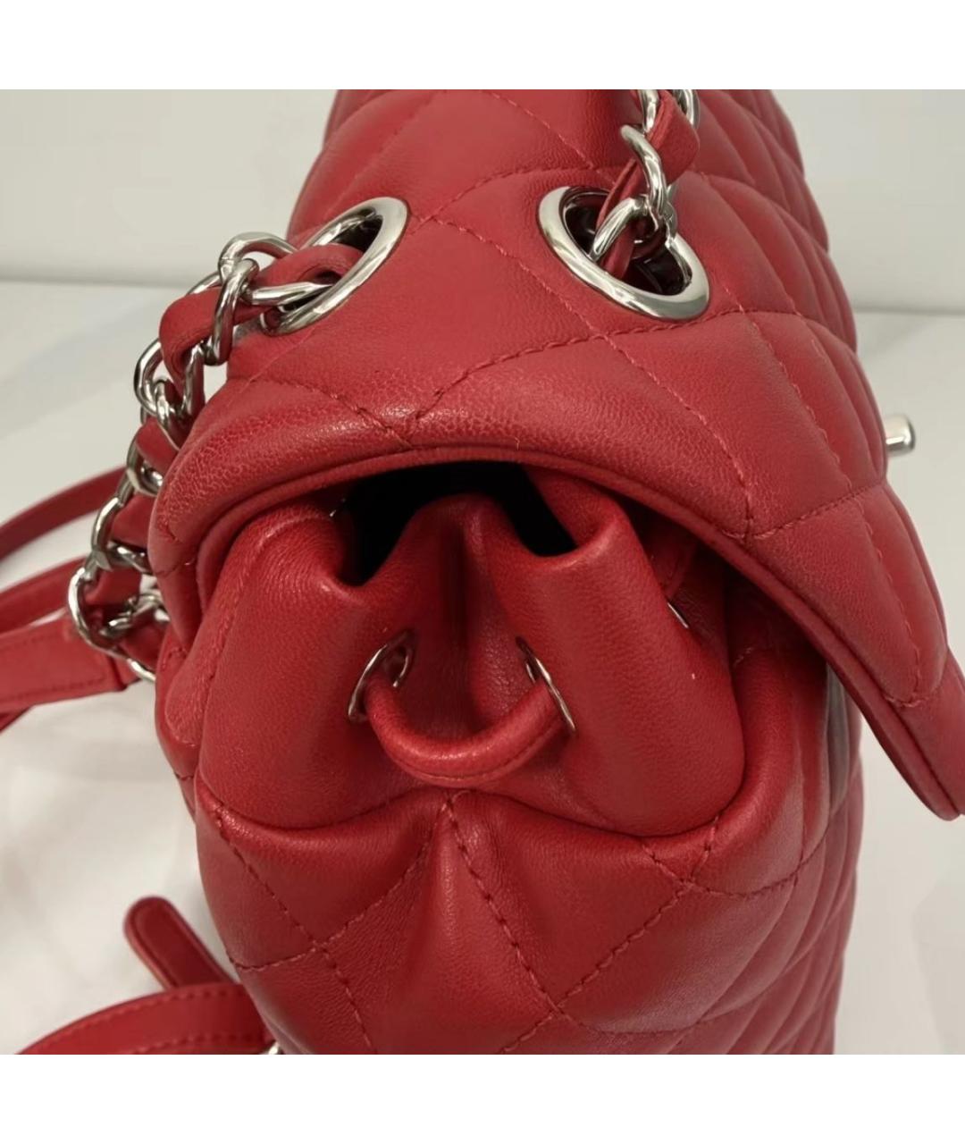 CHANEL Красный кожаный рюкзак, фото 6