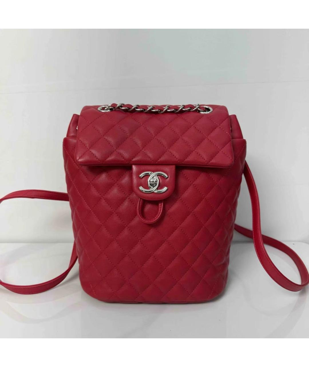 CHANEL Красный кожаный рюкзак, фото 9