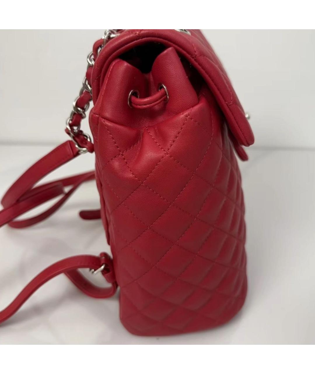 CHANEL Красный кожаный рюкзак, фото 5