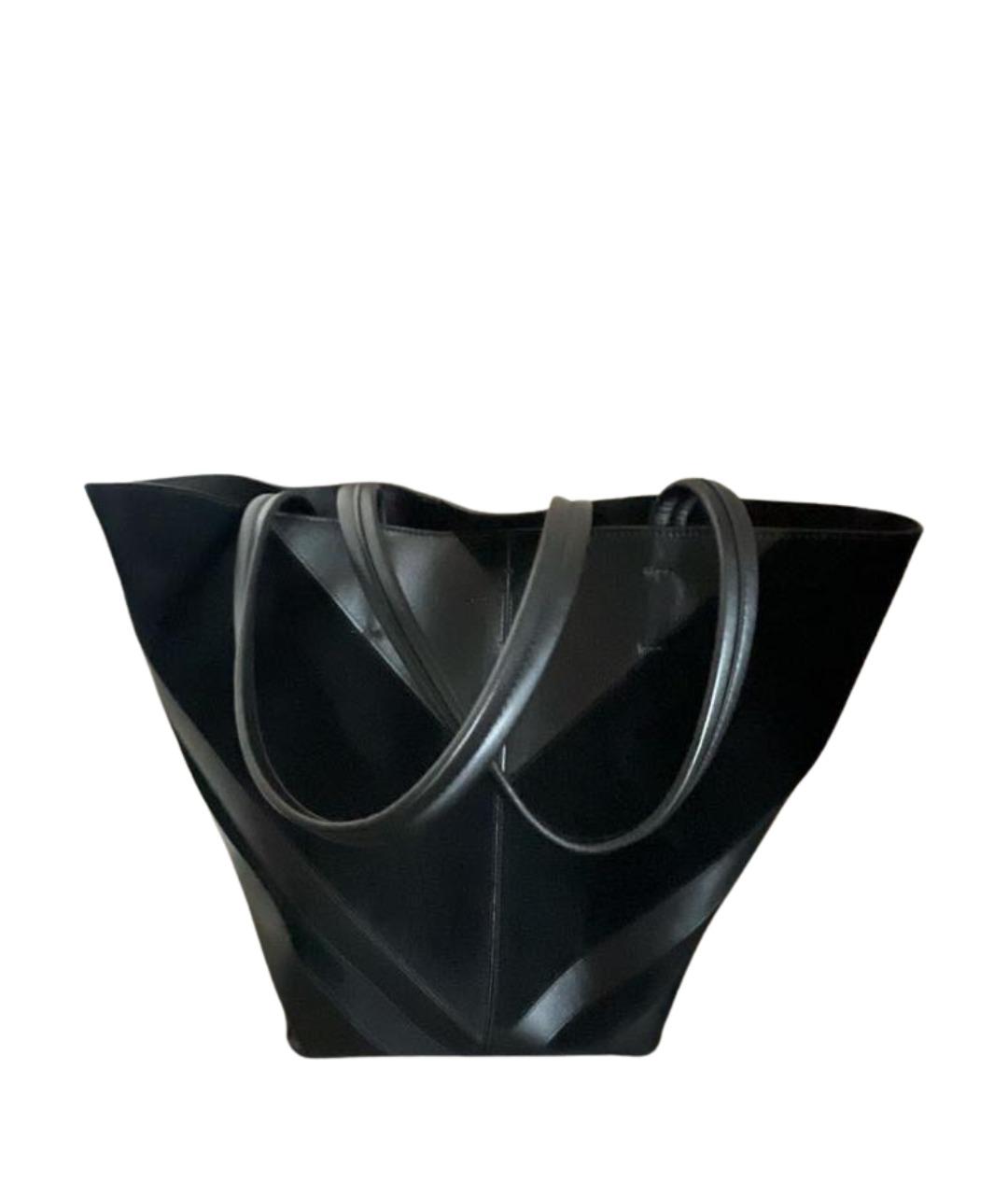 PHOEBE PHILO Черная кожаная сумка тоут, фото 2