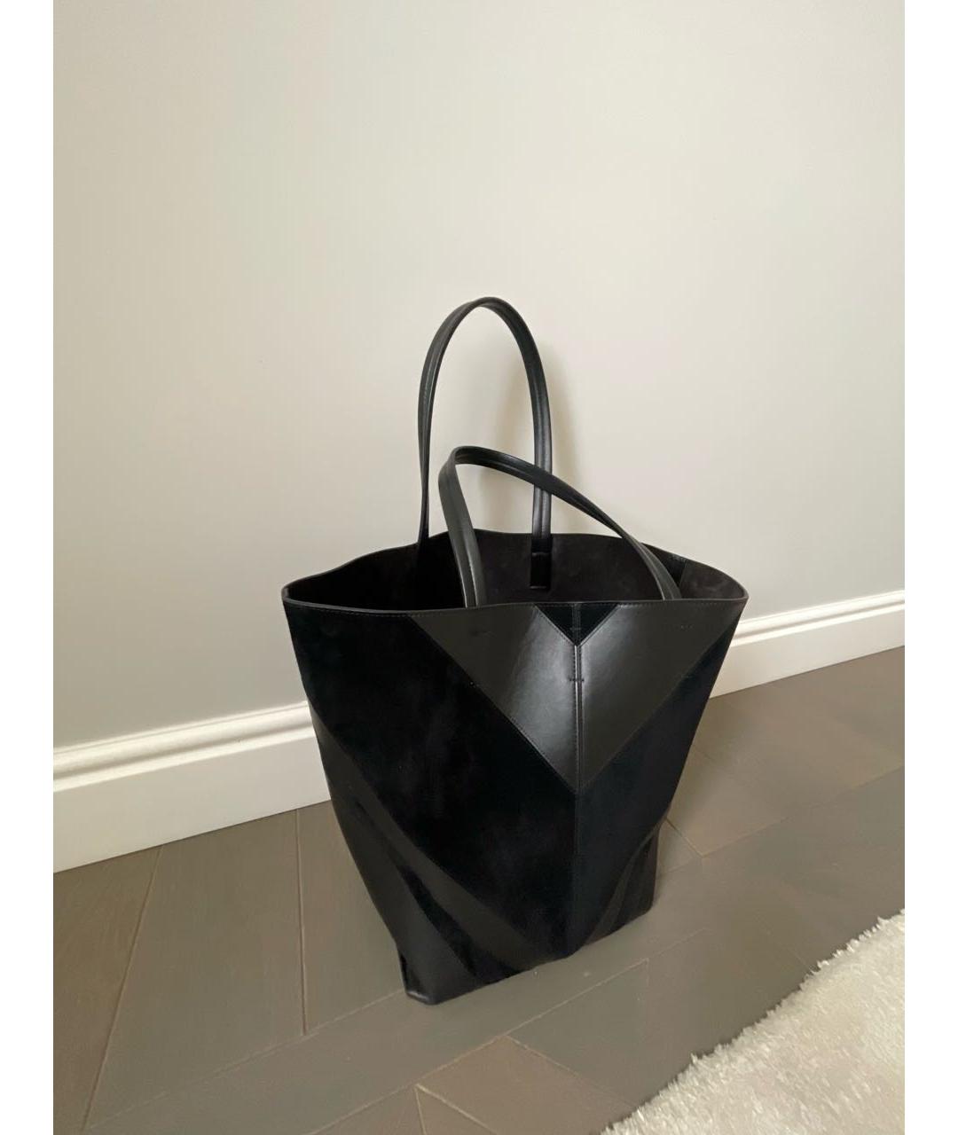 PHOEBE PHILO Черная кожаная сумка тоут, фото 3