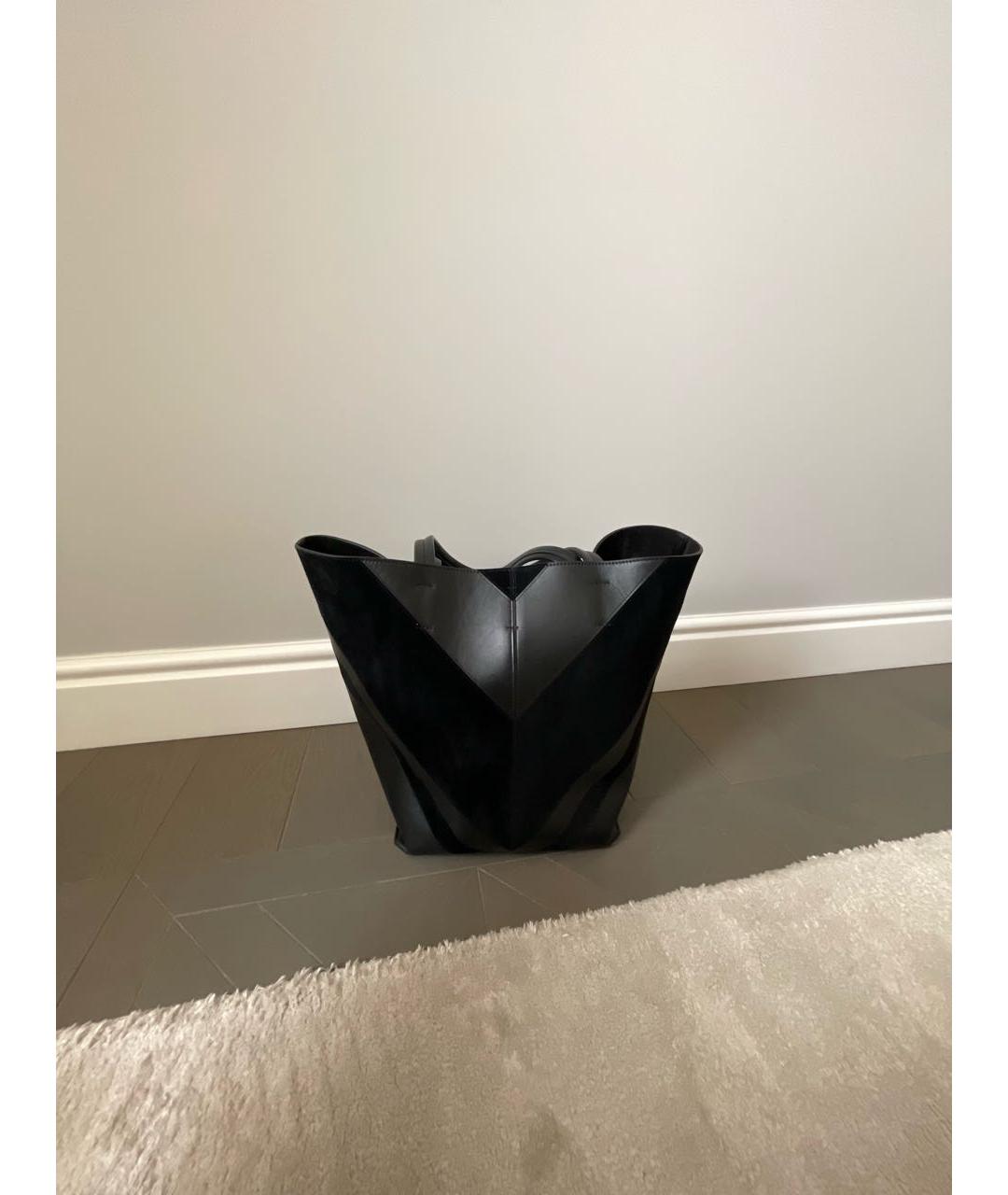 PHOEBE PHILO Черная кожаная сумка тоут, фото 4