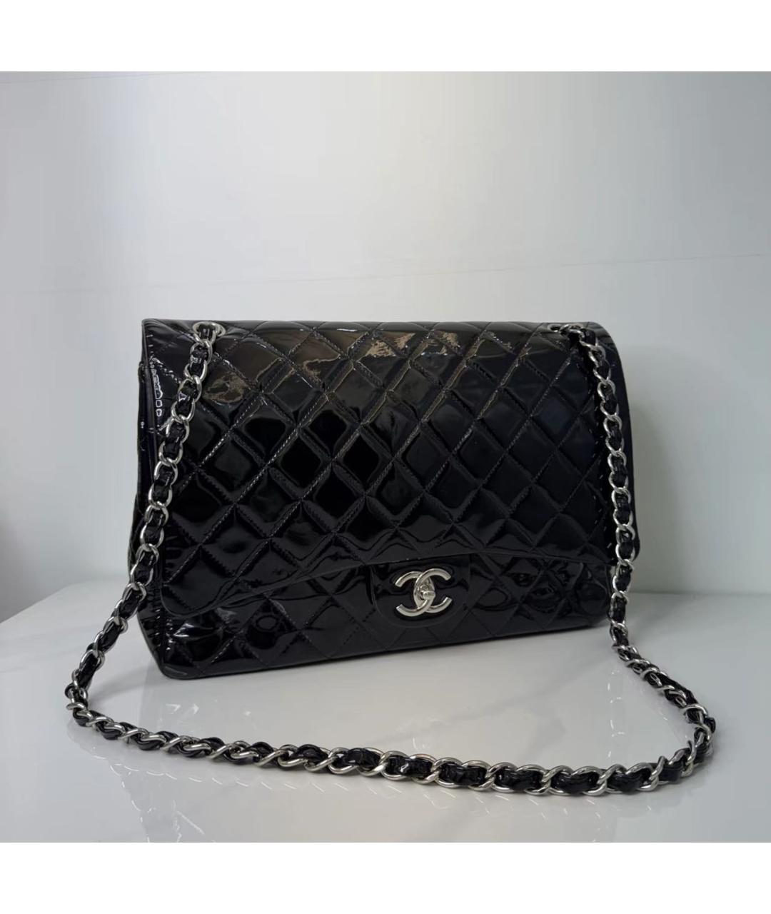 CHANEL Черная сумка через плечо из лакированной кожи, фото 9