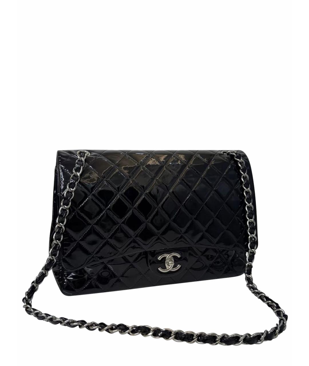 CHANEL Черная сумка через плечо из лакированной кожи, фото 1
