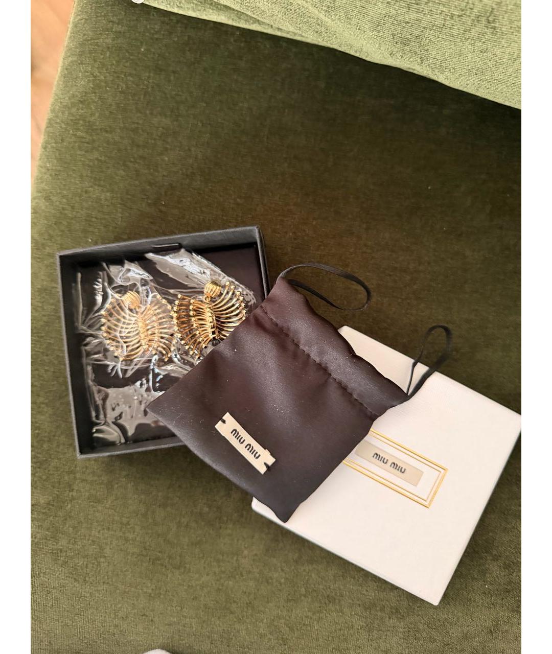 MIU MIU Золотые металлические серьги, фото 6