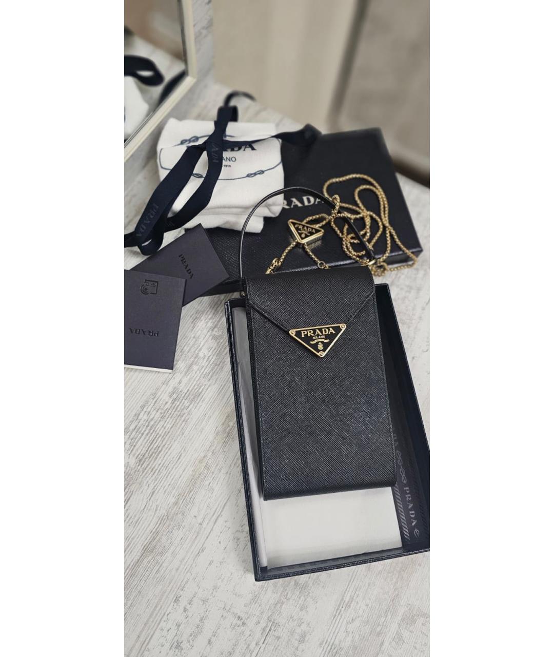 PRADA Черная кожаная сумка через плечо, фото 3