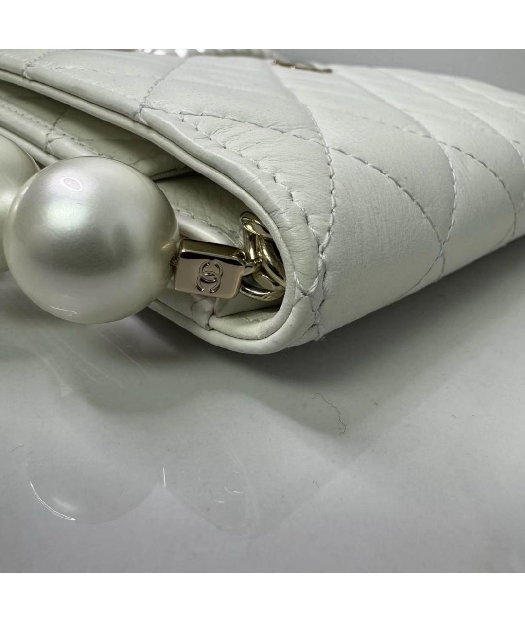 CHANEL Белая кожаная сумка через плечо, фото 8