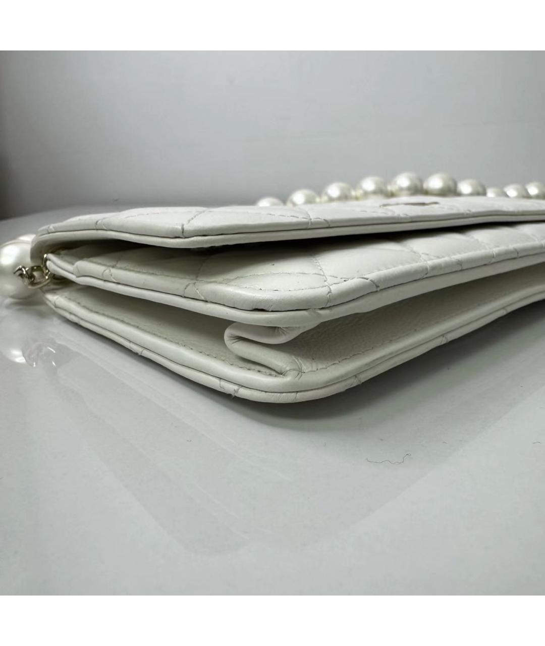 CHANEL Белая кожаная сумка через плечо, фото 6