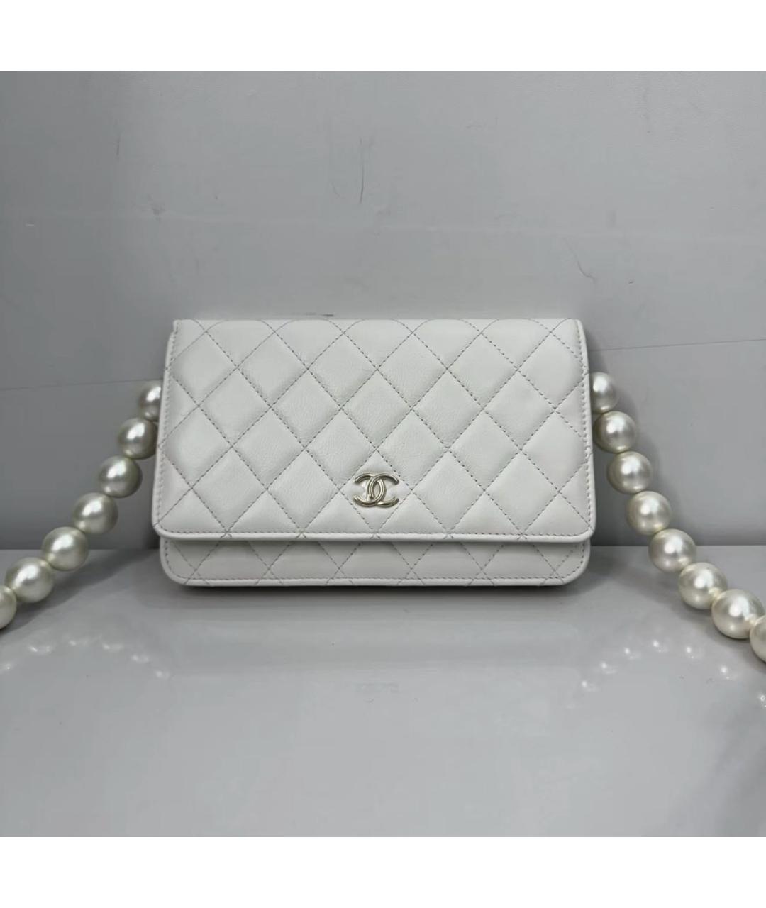 CHANEL Белая кожаная сумка через плечо, фото 9