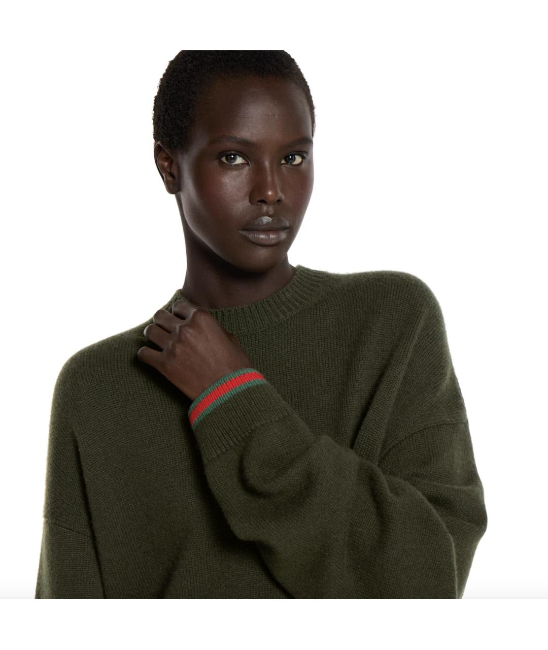 GUCCI Хаки шерстяной джемпер / свитер, фото 4