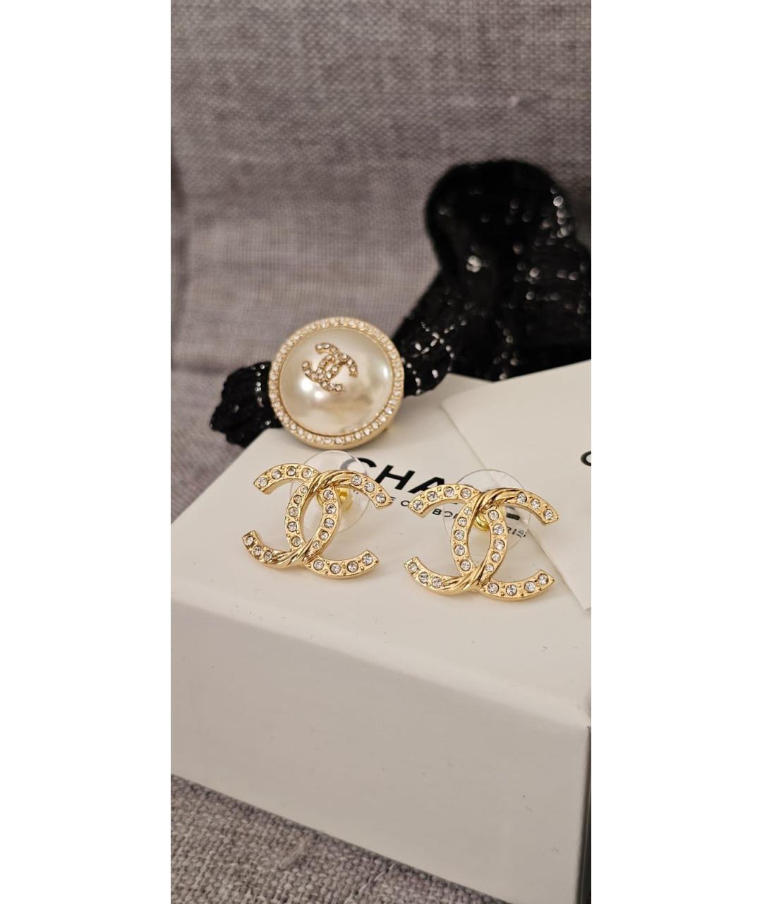 CHANEL Золотые металлические серьги, фото 3