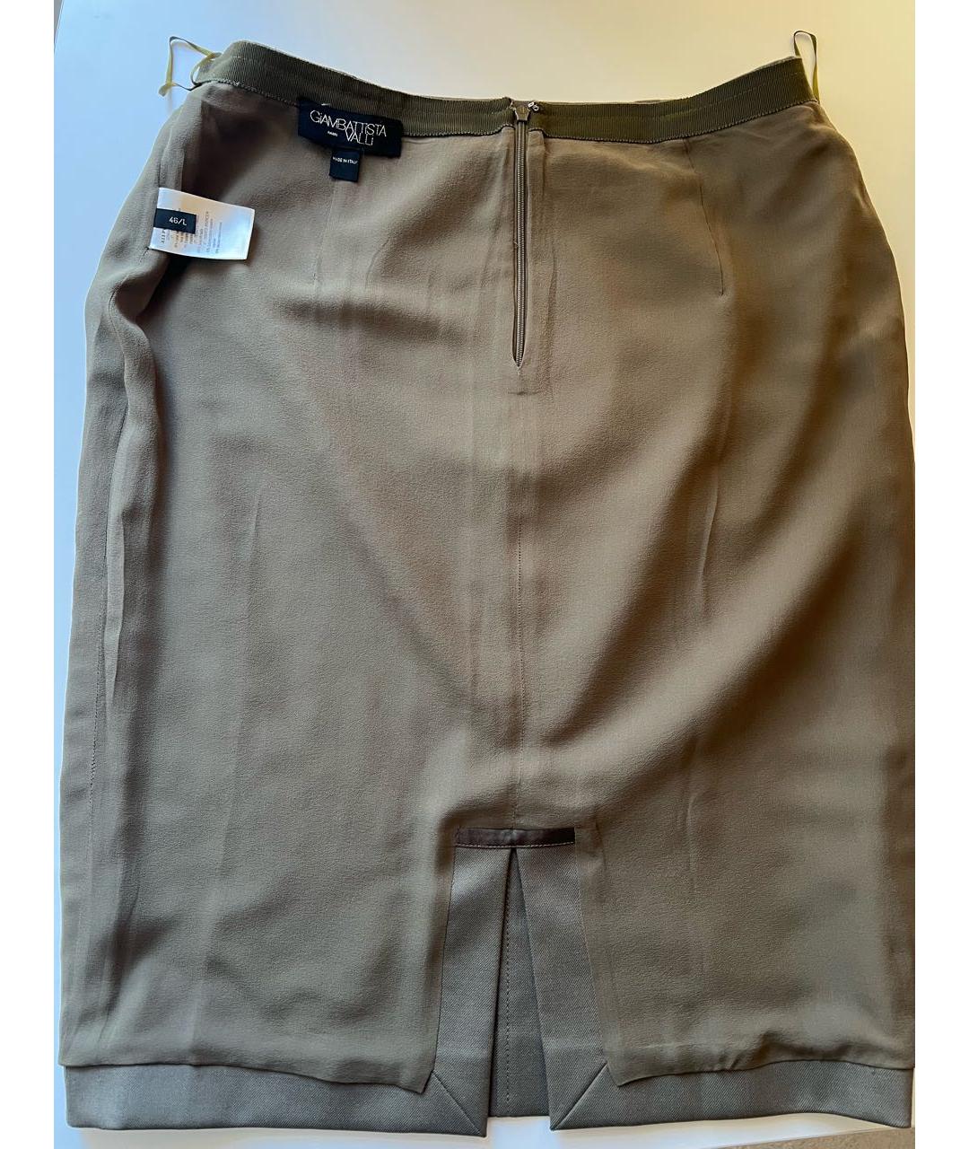 GIAMBATTISTA VALLI Хаки шерстяная юбка миди, фото 5