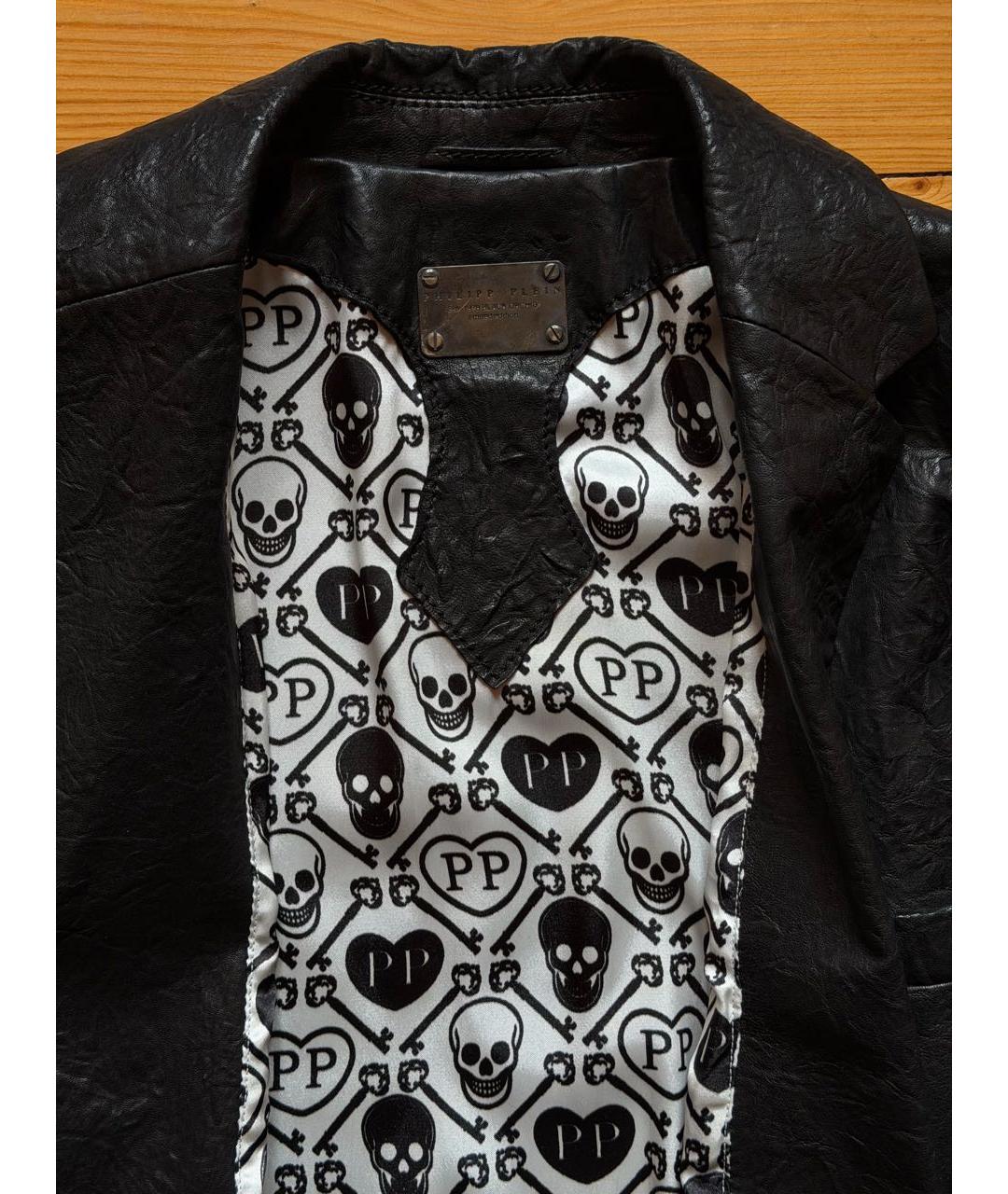 PHILIPP PLEIN Черный кожаный пиджак, фото 3