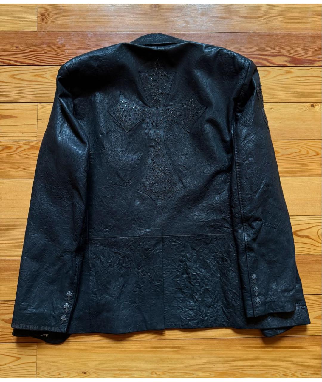 PHILIPP PLEIN Черный кожаный пиджак, фото 2