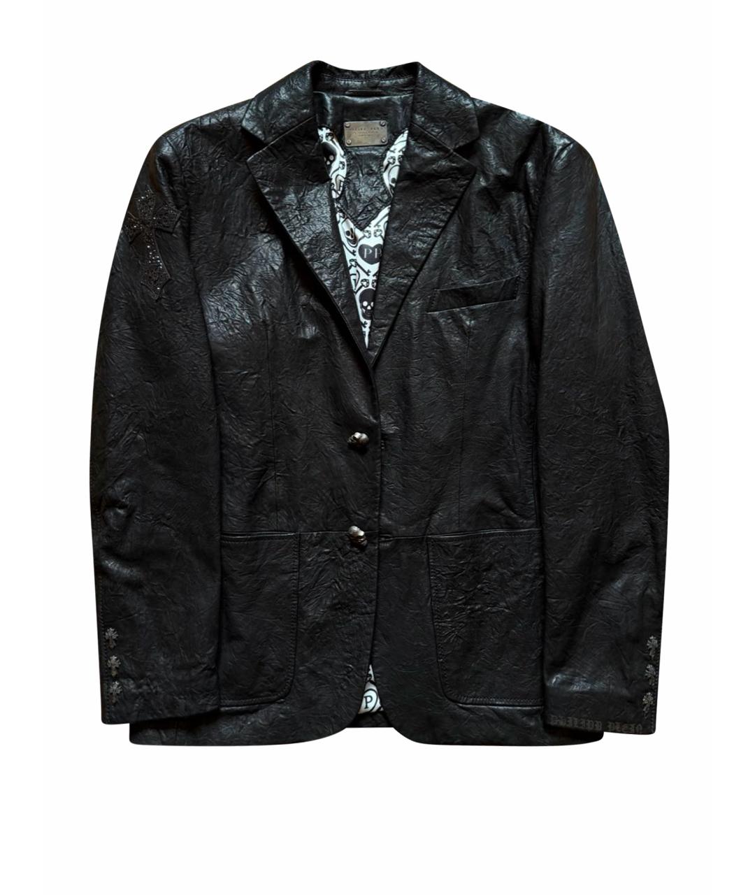 PHILIPP PLEIN Черный кожаный пиджак, фото 1
