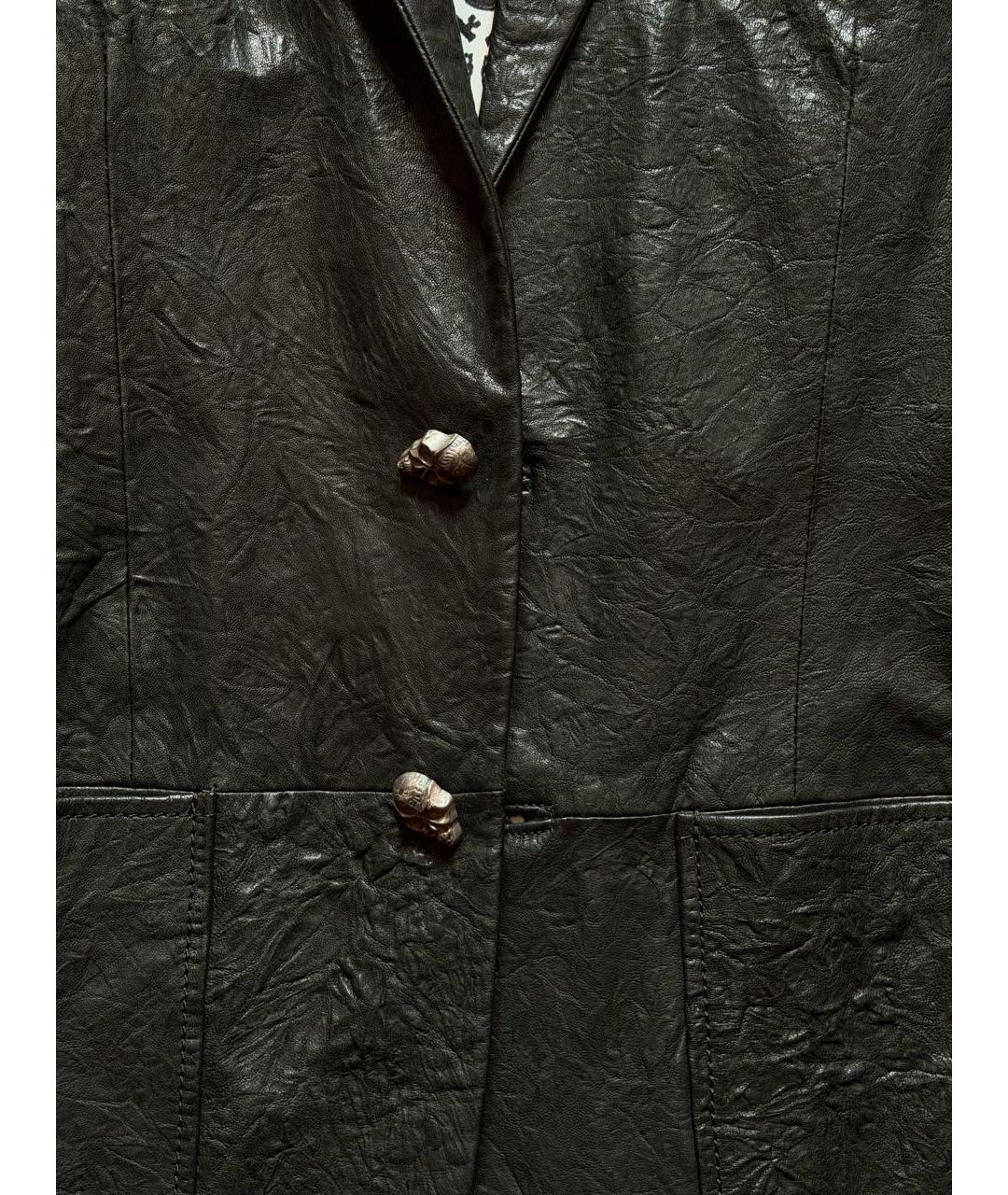 PHILIPP PLEIN Черный кожаный пиджак, фото 4